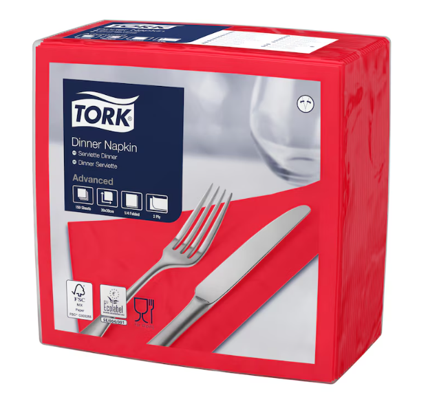 Tork Dinner Napkin Red 2Ply 150Pk