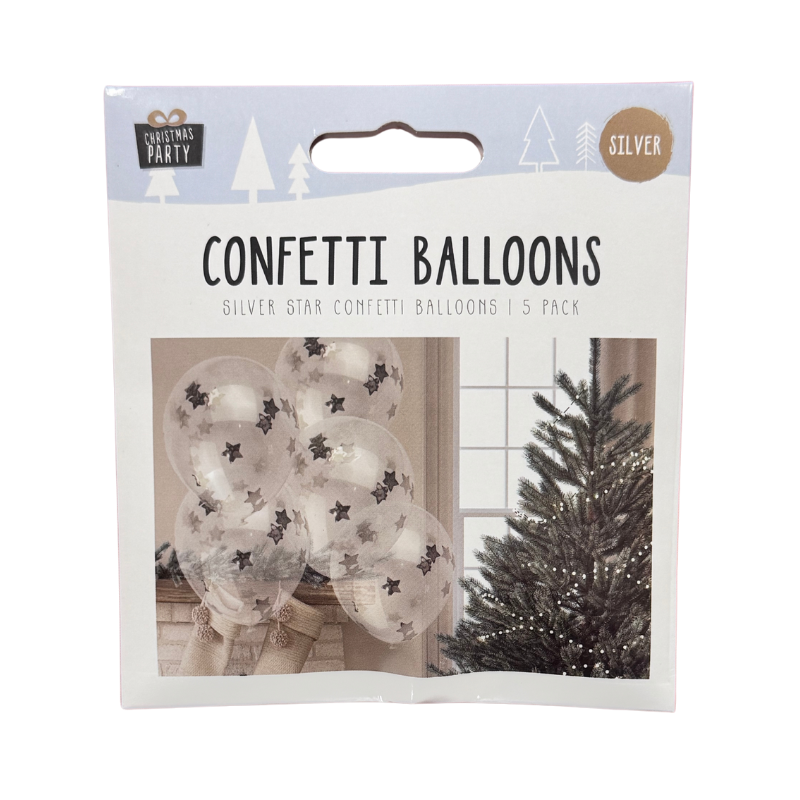 Silver Confetti Star Balloons