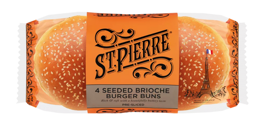 9 x St Pierre 4 Brioche Seeded Burger Buns - 250GM