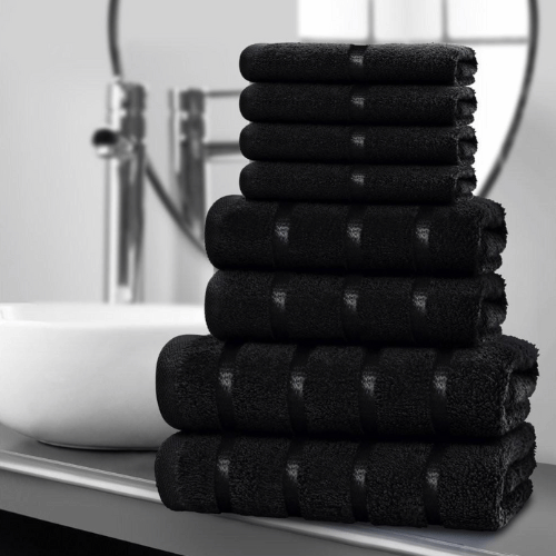 T91 BLACK COTTON 8PC TOWEL TOWER