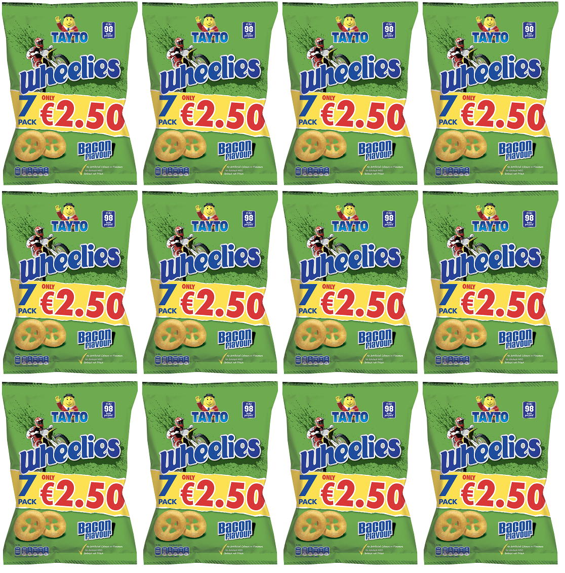 12 x Tayto Wheelies Bacon Flavour 6 X 20G