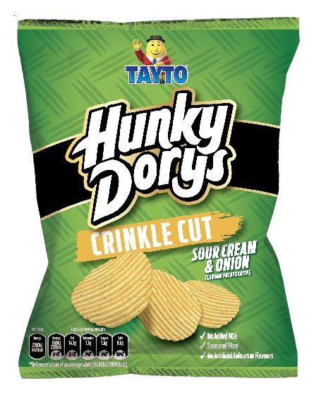12 x Hunky Dorys Scour Cream & Onion Crisps 135G