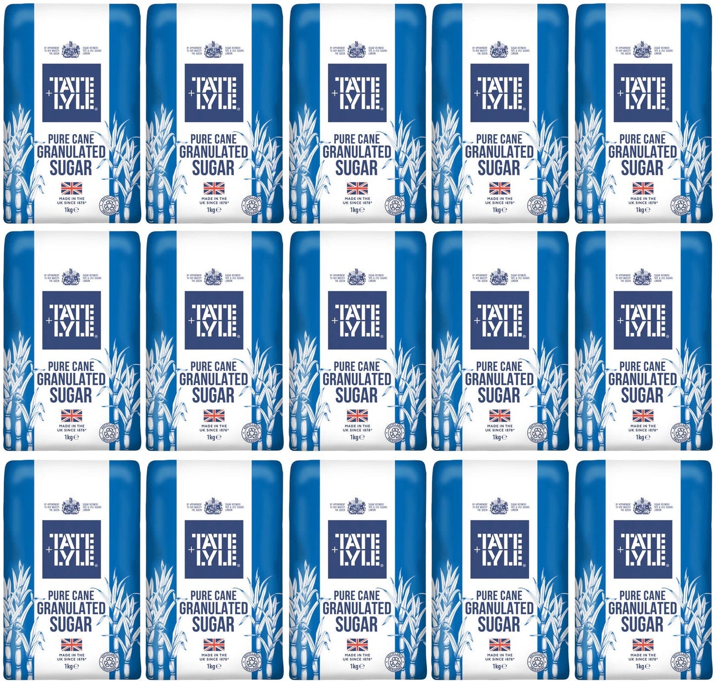 15 x Tate & Lyle Pure Cane Granulated Sugar 1Kg