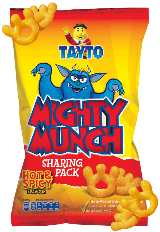 50 x Tayto Mighty Munch Hot & Spicy Flavour Potato Snacks 31G