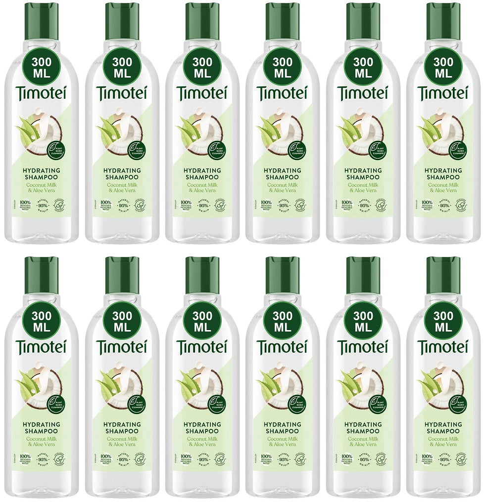 12 x Timotei Hydrating Shampoo Coconut Milk & Aloe Vera 300Ml