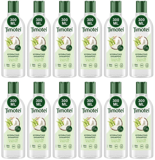 12 x Timotei Hydrating Shampoo Coconut Milk & Aloe Vera 300Ml