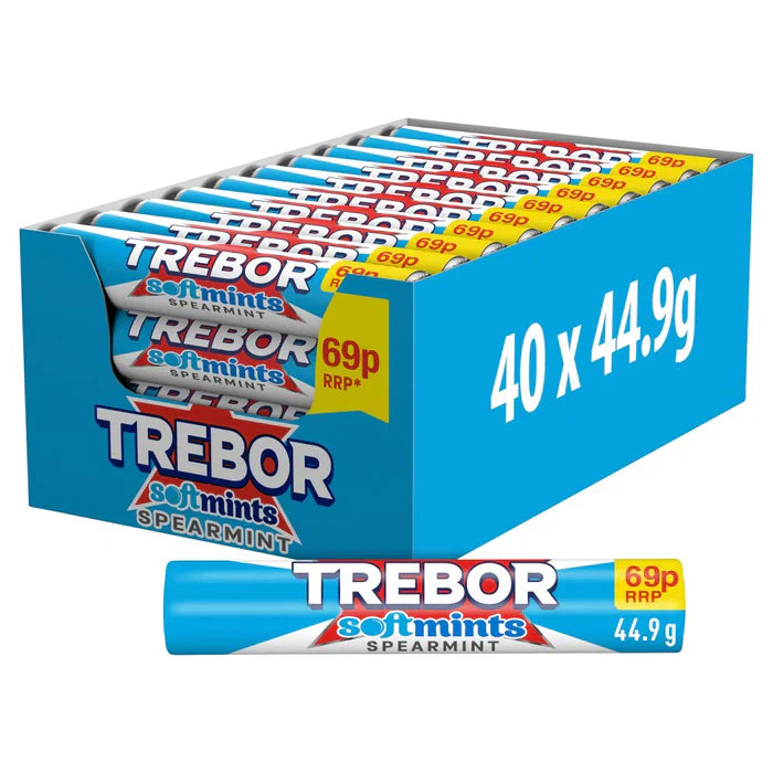 40 x Trebor Softmints Spearmint Mints Roll 44.9G