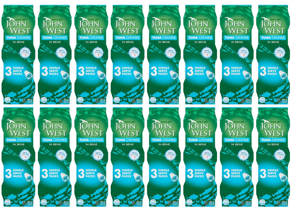 16 x John West Tuna Chunks In Brine 3Pk - 3X80G