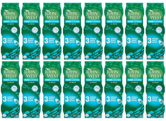 16 x John West Tuna Chunks In Brine 3Pk - 3X80G