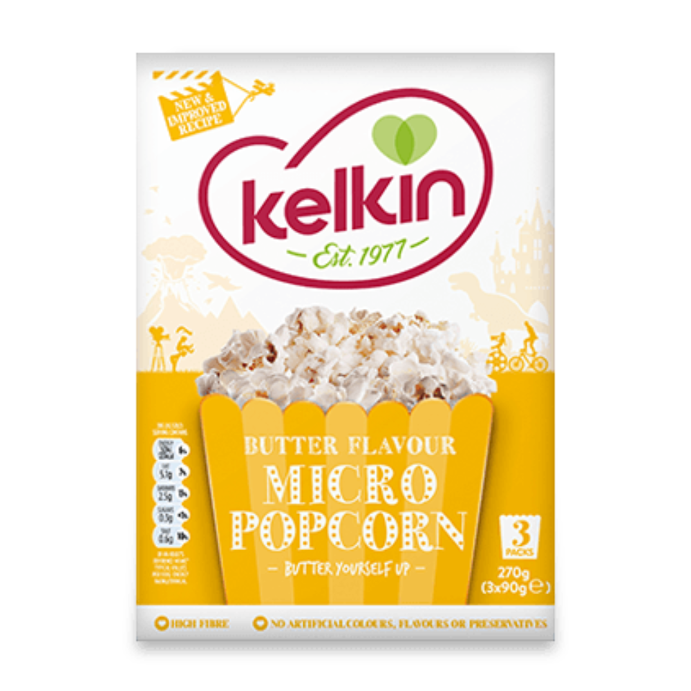 16 x Kelkin Butter Flavour Micro Popcorn 3 X 90G (270G)