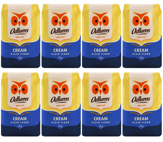 8 x Odlums Cream Plain Flour 2Kg