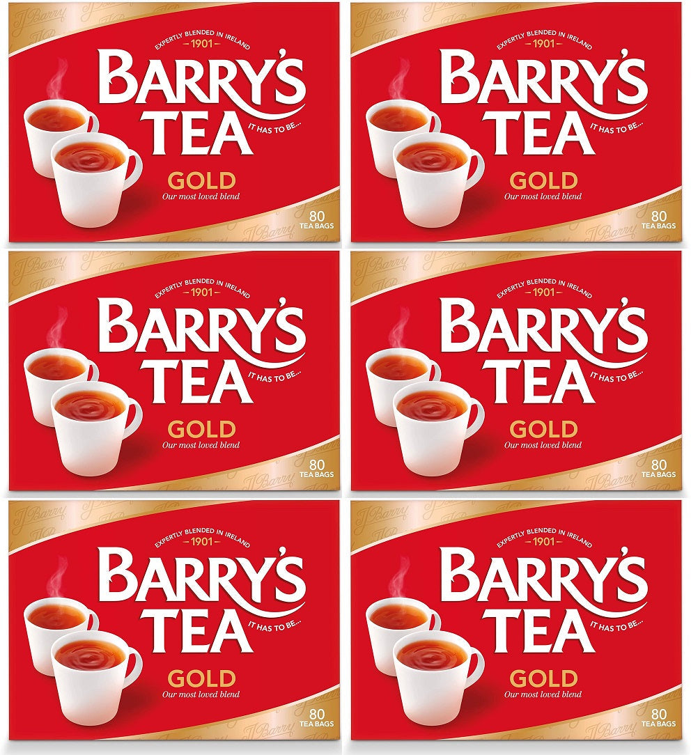 6 x Barry's Tea Gold 80 Tea Bags 250G