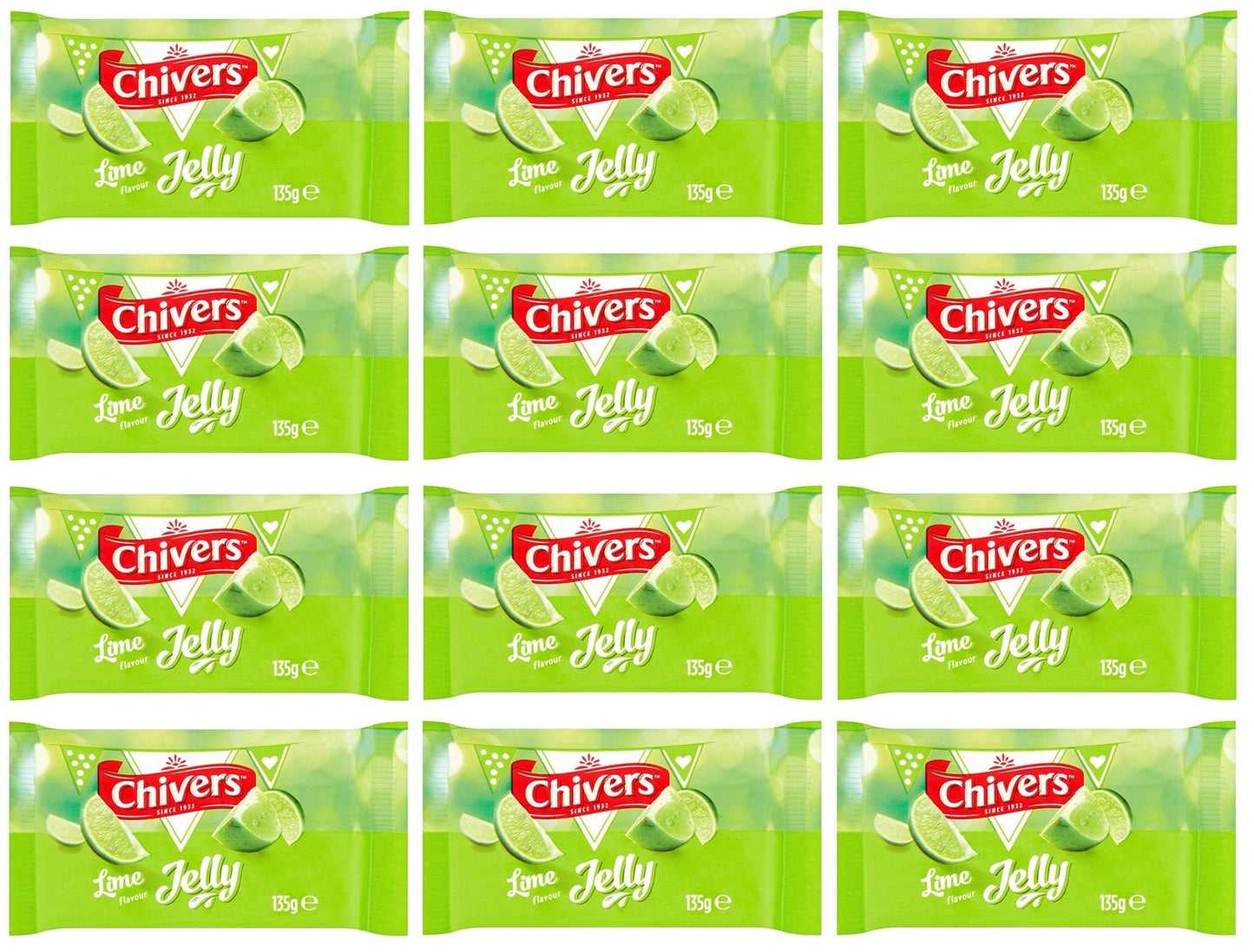 12 x Chivers Lime Flavour Jelly 135G