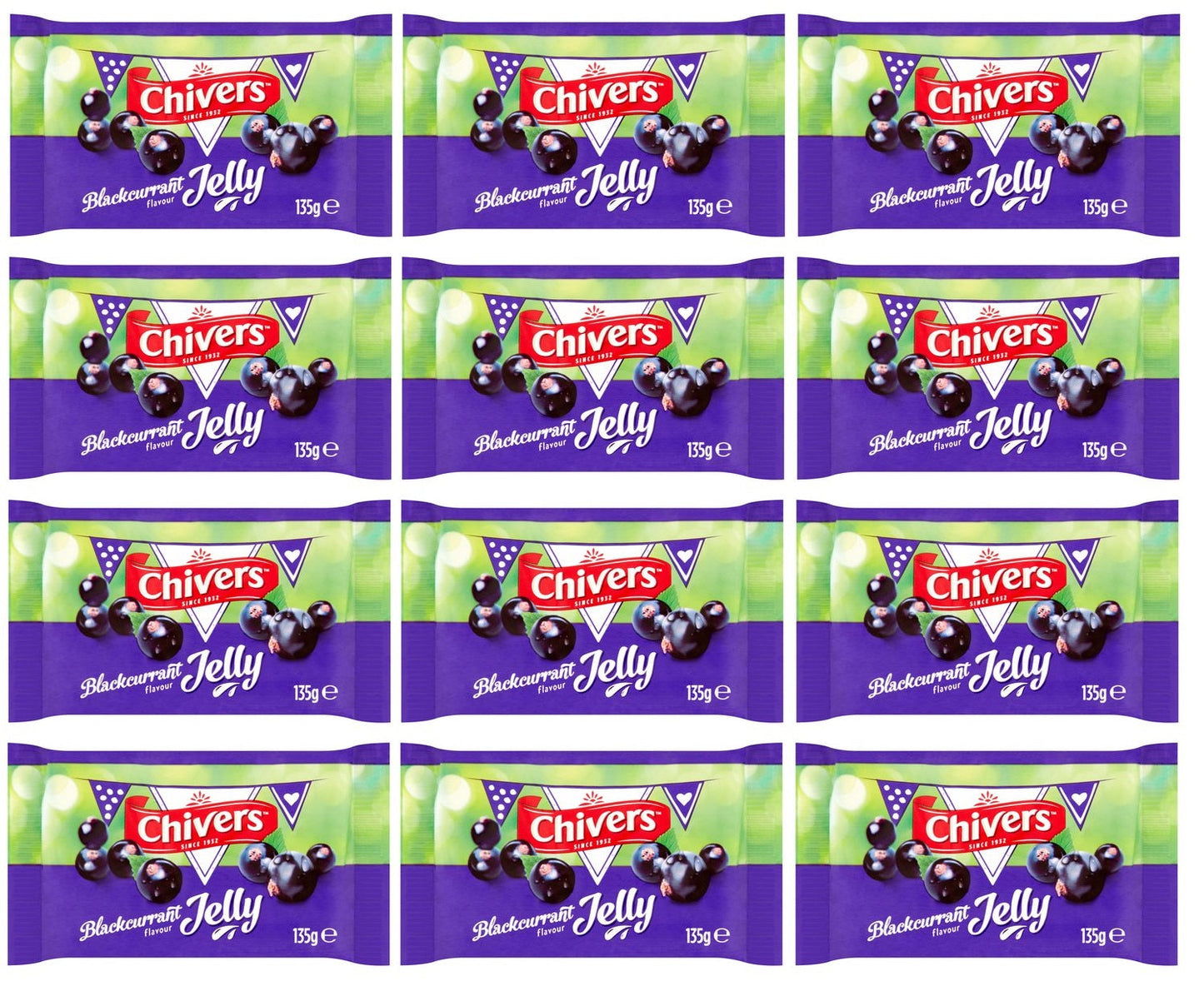 12 x Chivers Blackcurrant Flavour Jelly 135G