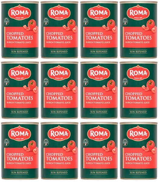 12 x Roma Chopped Tomatoes In Rich Tomato Juice 400G