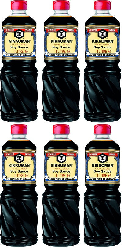 6 x Kikkoman Soy Sauce 1 Litre