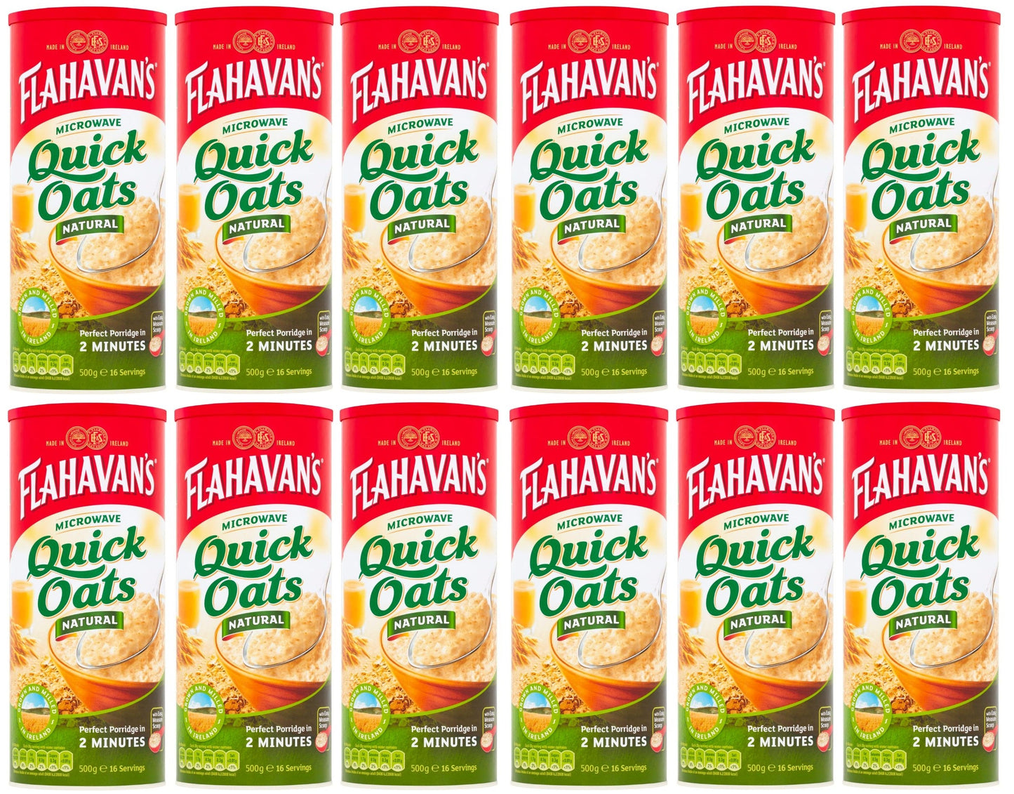 12 x Flahavan's Microwave Quick Oats Natural 500G