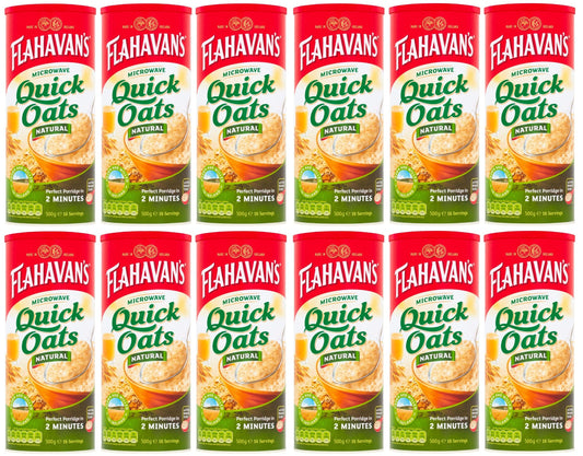 12 x Flahavan's Microwave Quick Oats Natural 500G