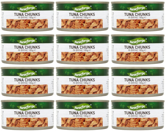 12 x Newforge Tuna Chunks In Brine 185G