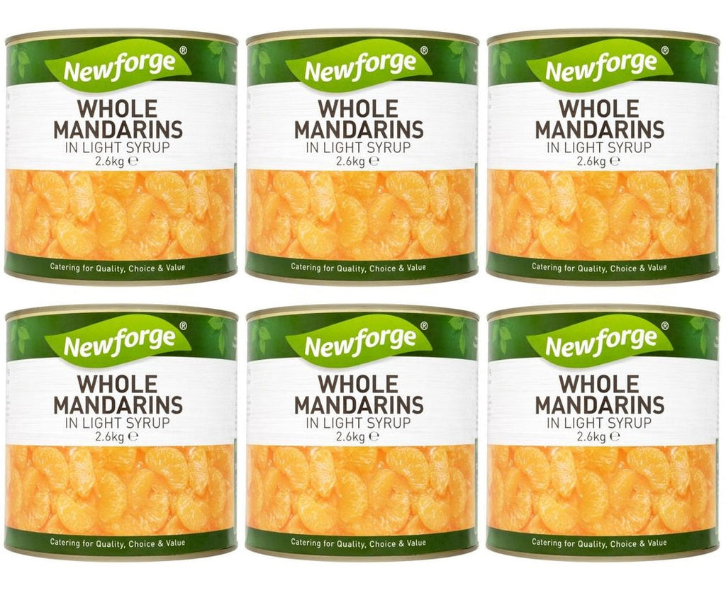 6 x Newforge Whole Mandarins In Light Syrup 2.6Kg