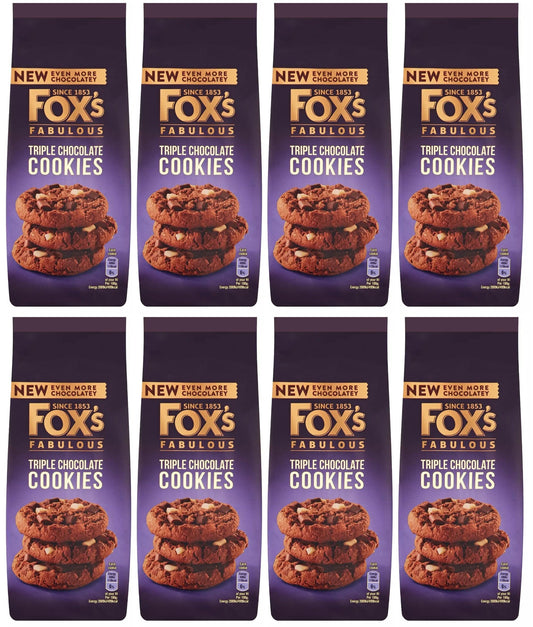 8 x Fox's Fabulous Triple Chocolate Cookies 180G
