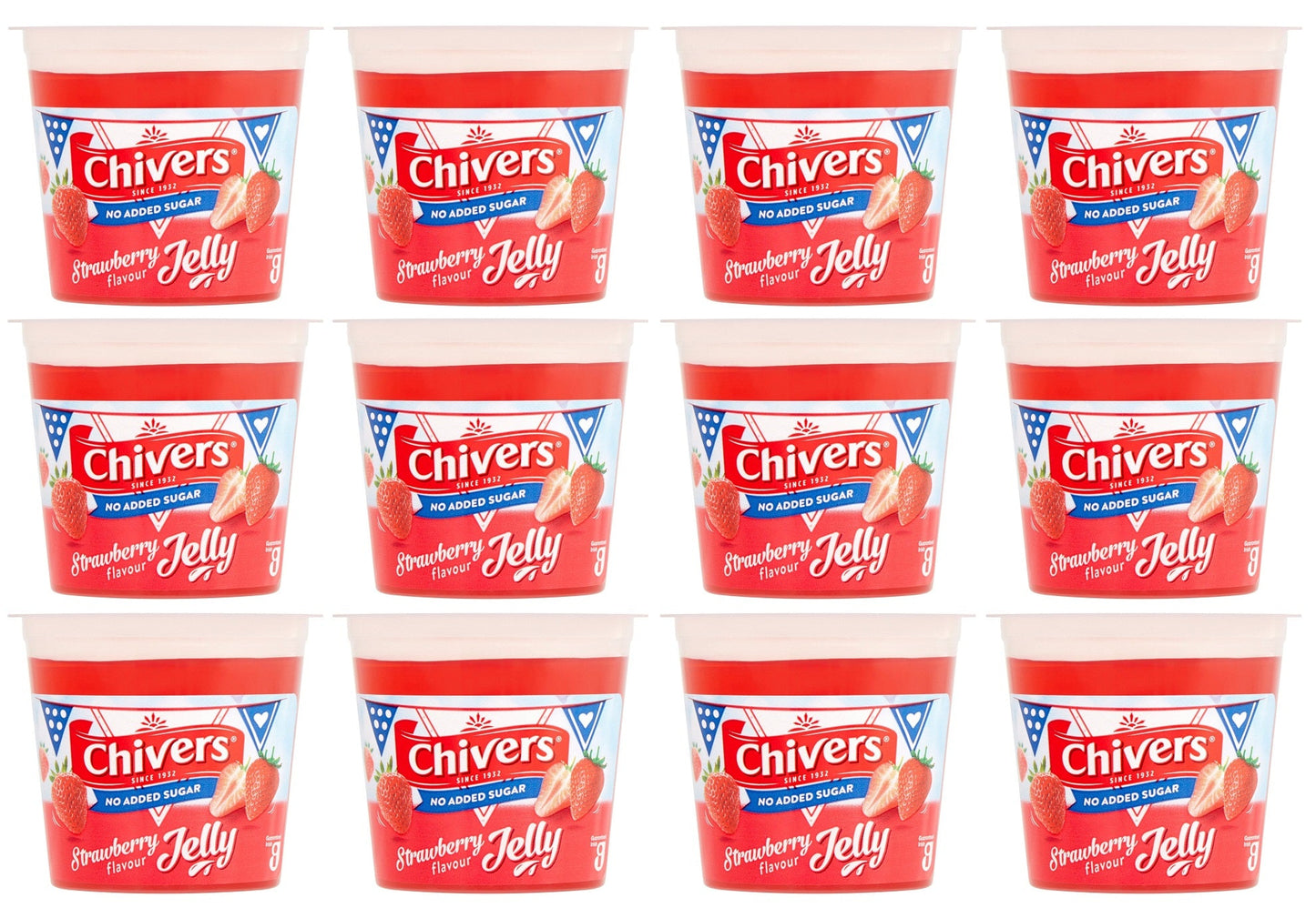 12 x Chivers No Added Sugar Strawberry Flavour Jelly 115G