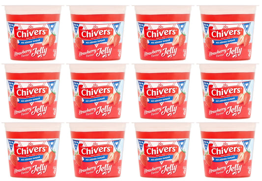 12 x Chivers No Added Sugar Strawberry Flavour Jelly 115G