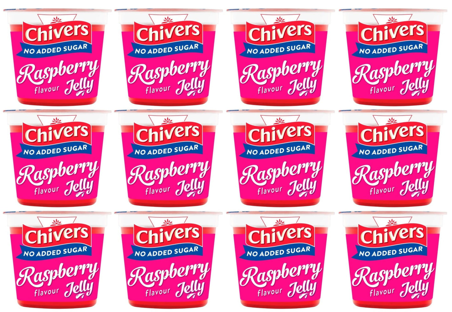 12 x Chivers No Added Sugar Raspberry Flavour Jelly 115G