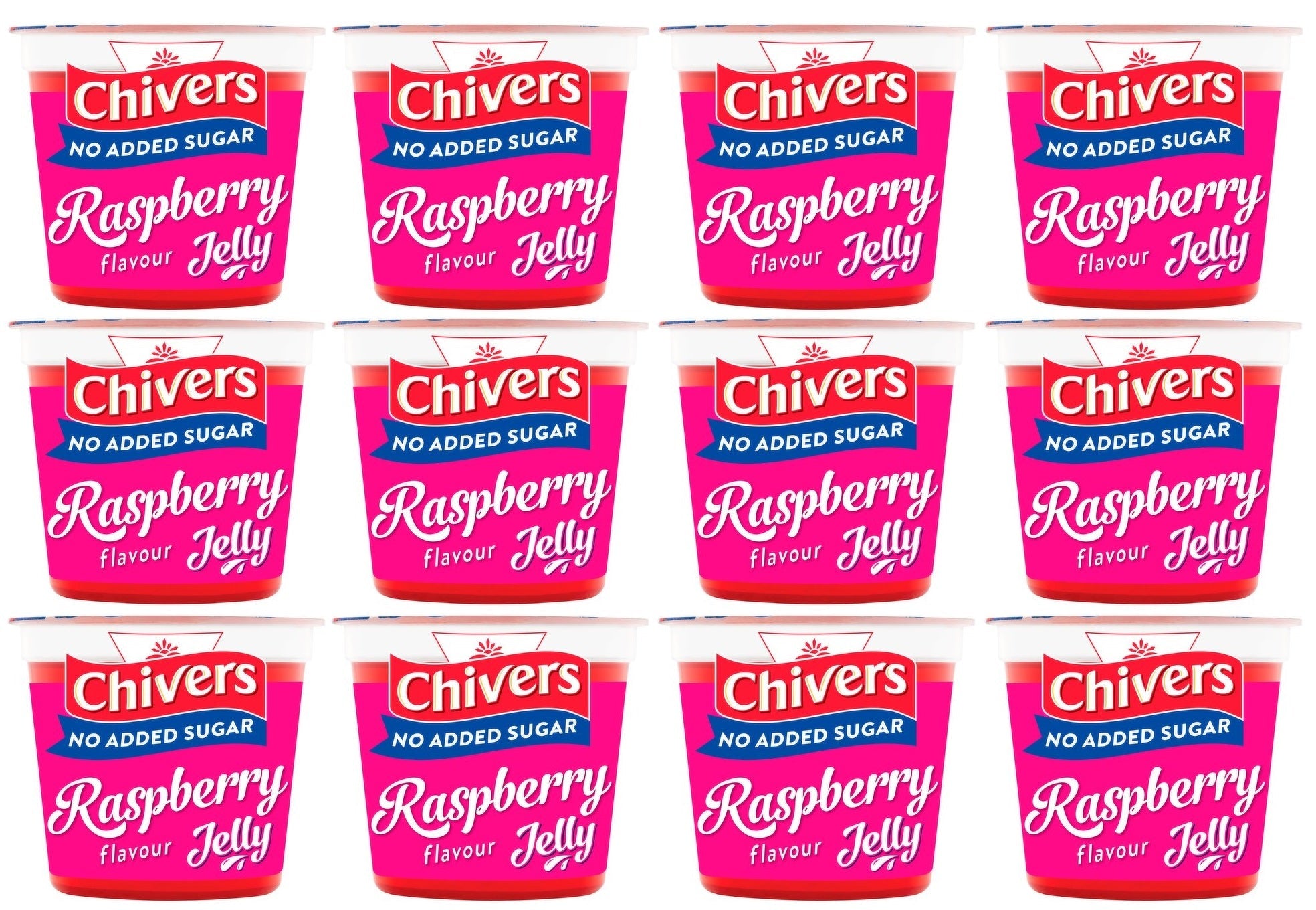 12 x Chivers No Added Sugar Raspberry Flavour Jelly 115G