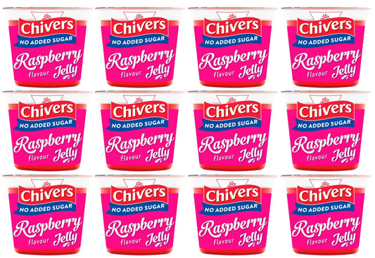 12 x Chivers No Added Sugar Raspberry Flavour Jelly 115G