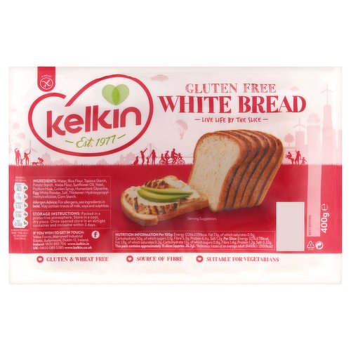 6 x Kelkin Gluten Free White Bread 400G