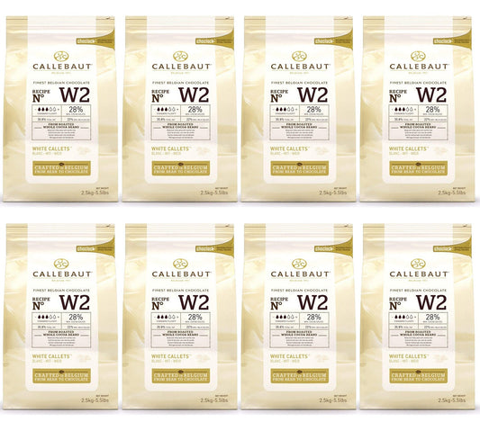 8 x Callebaut Finest Belgian Chocolate White Callets 2.5Kg