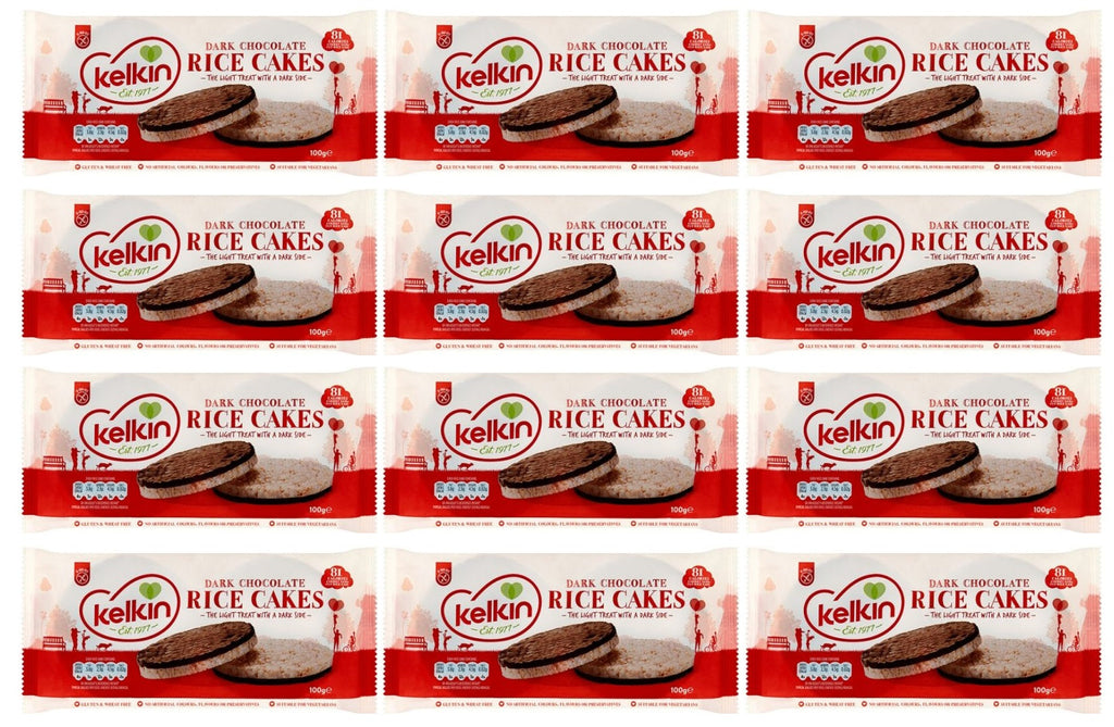 12 x Kelkin Dark Chocolate Rice Cakes 100G