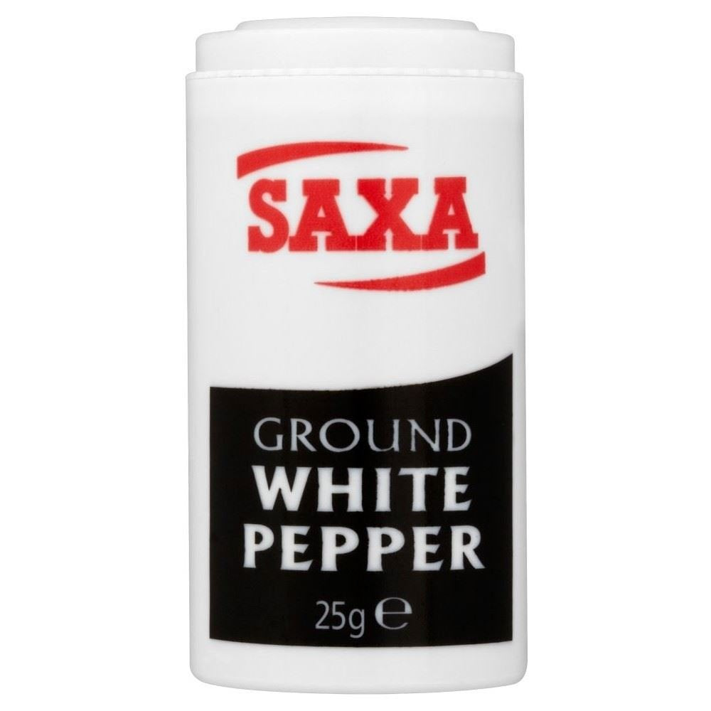 12 x Saxa Ground White Pepper 25G