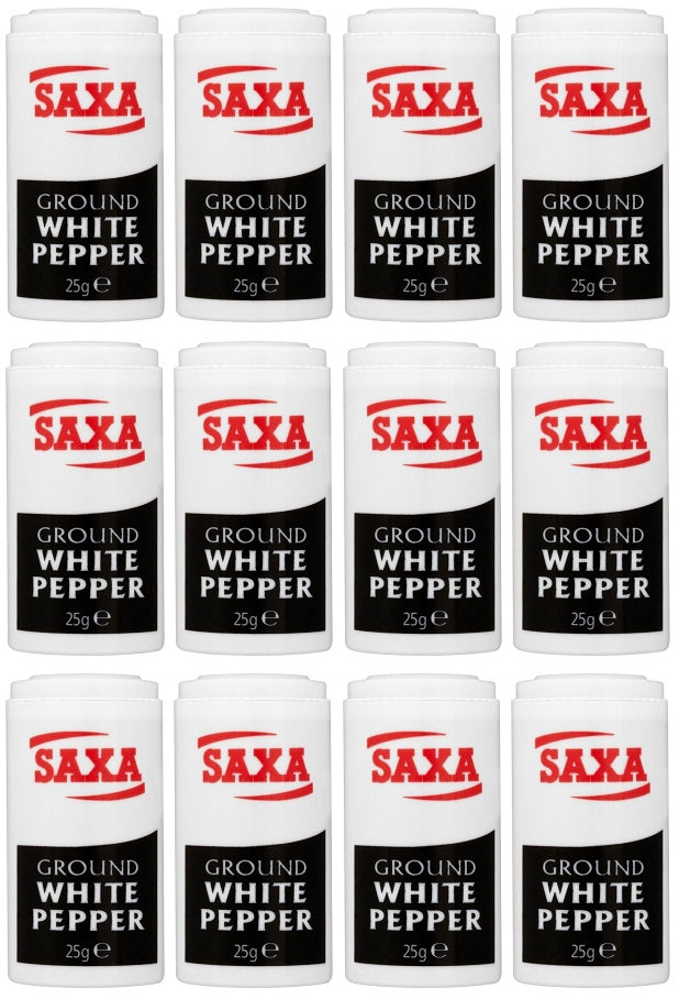 12 x Saxa Ground White Pepper 25G – The Stock Outlet