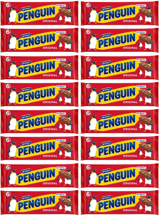 16 x Mcvitie's Penguin Milk Chocolate Biscuit Bars 6 Pack (147.6G)