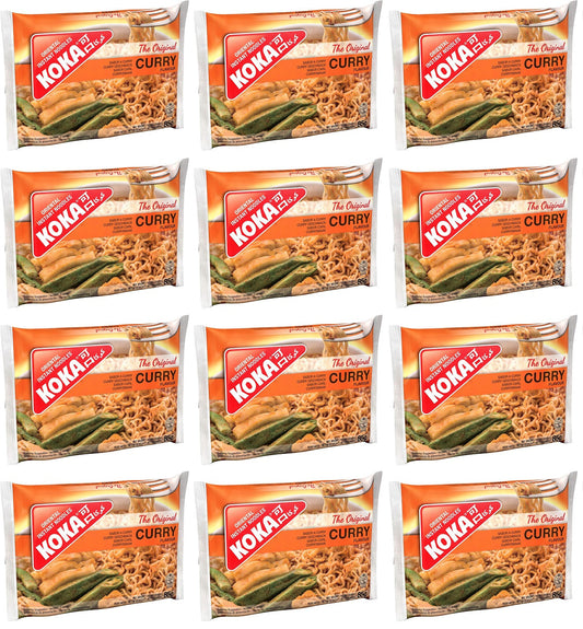 12 x Koka The Original Curry Flavour Oriental Instant Noodles 4 X 85G (340G)