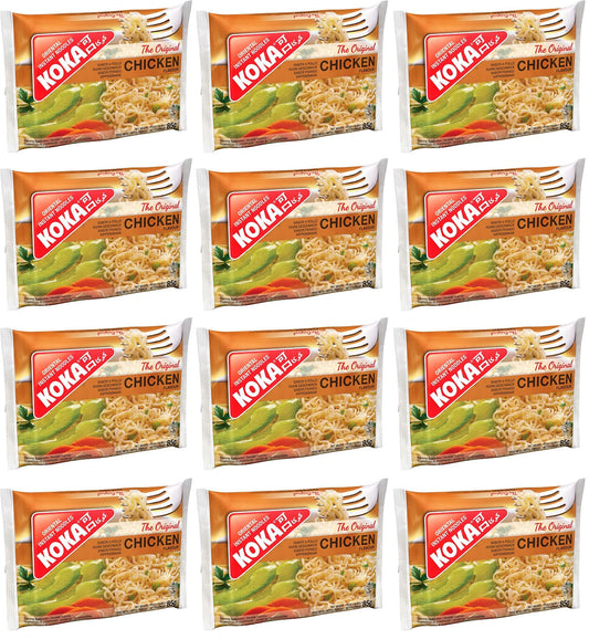 12 x Koka The Original Chicken Flavour Oriental Instant Noodles 4 X 85G (340G)