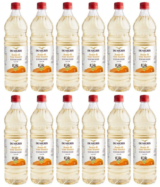 12 x De Nigris White Wine Vinegar 1L