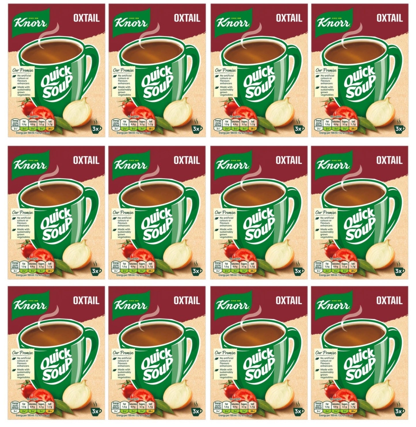 12 x Knorr Quick Soup Oxtail 3's 42G