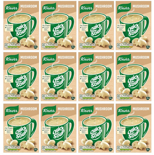 12 x Knorr Quick Soup Mushroom 3's 45G