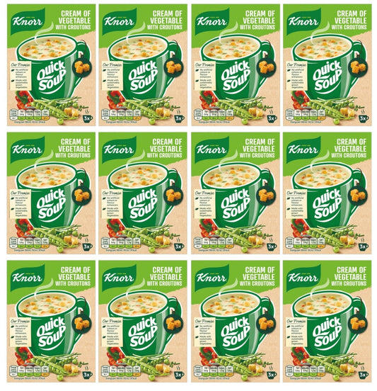 12 x Knorr Quick Soup Cream Of Vegetable With Croutons 3's 51G