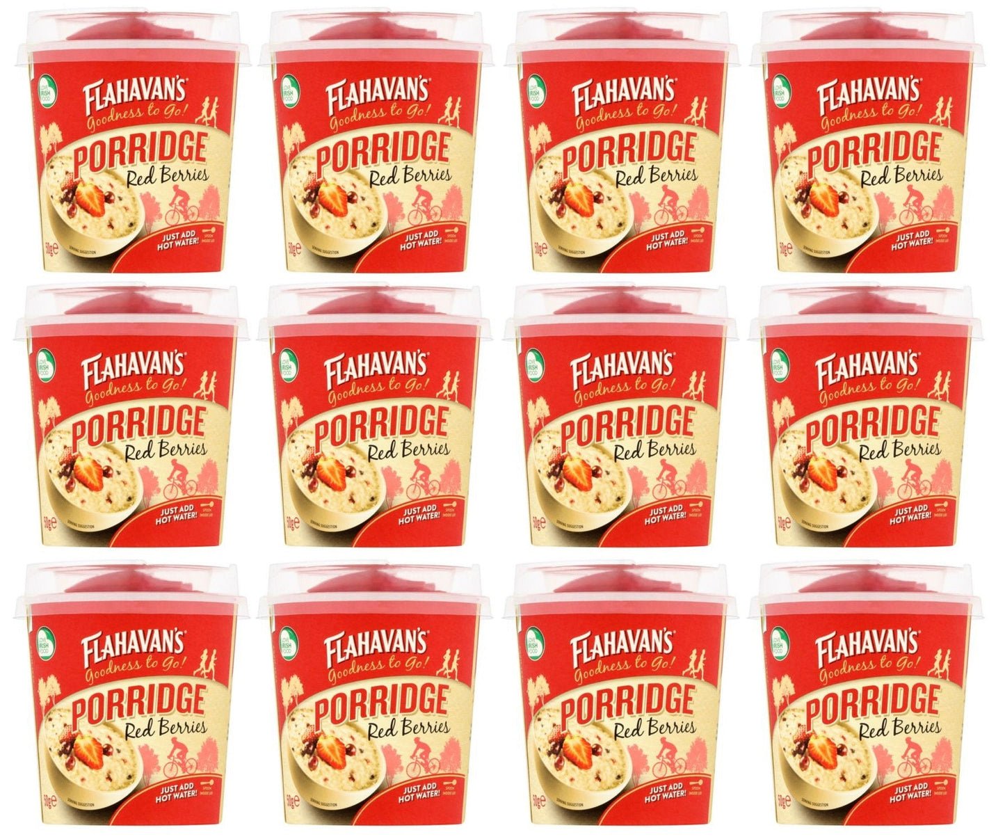 12 x Flahavan's Goodness To Go! Porridge Red Berries 50G