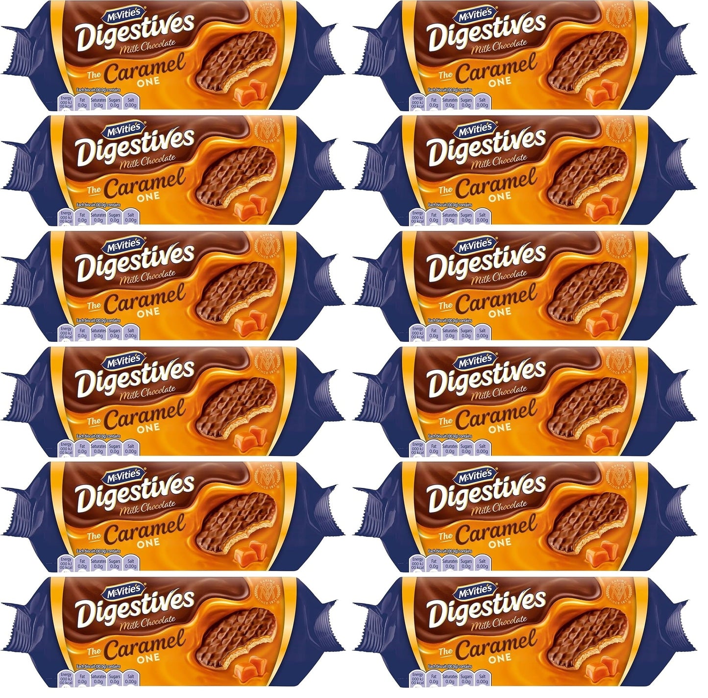 12 x Mcvitie's Digestives Milk Chocolate The Caramel One 250G