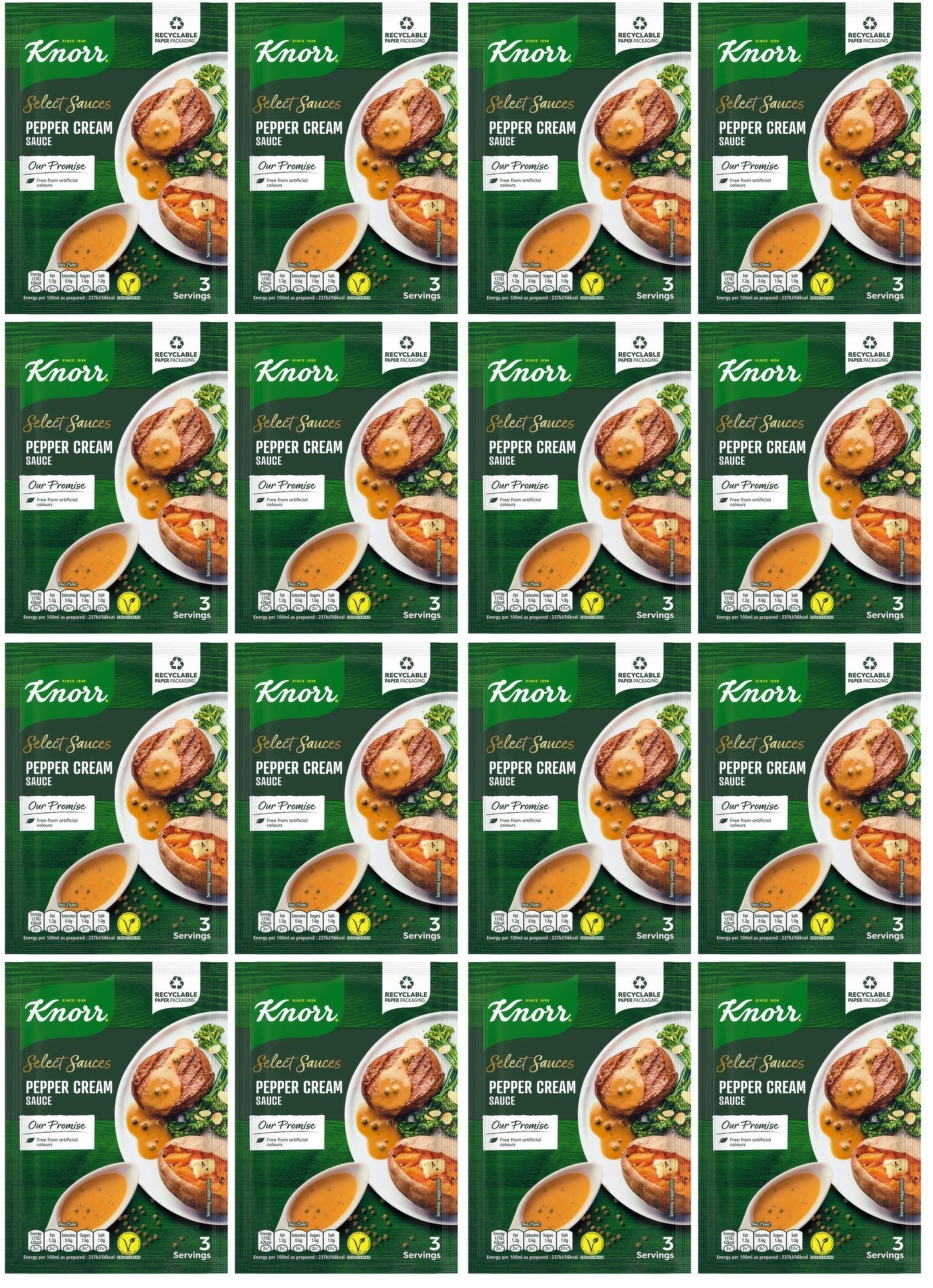 16 x Knorr Select Sauces Pepper Cream Sauce 38G