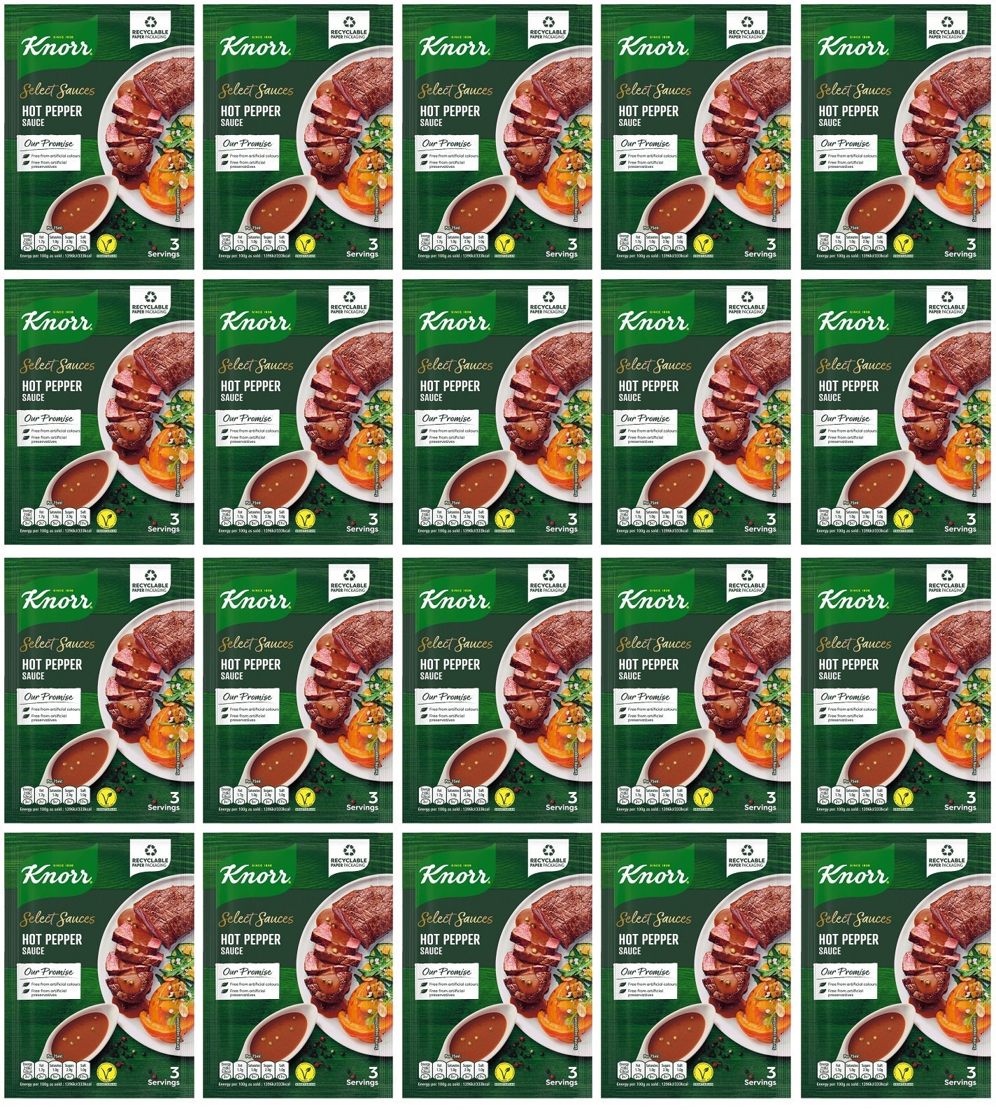20 x Knorr Select Sauces Hot Pepper Sauce 27G
