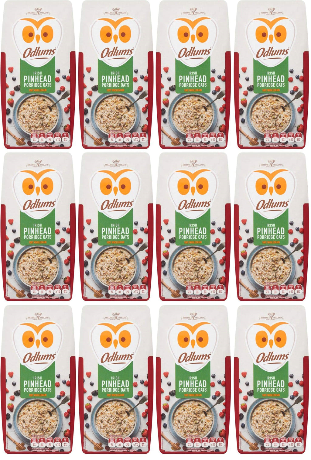 12 x Odlums Irish Pinhead Porridge Oats 1Kg