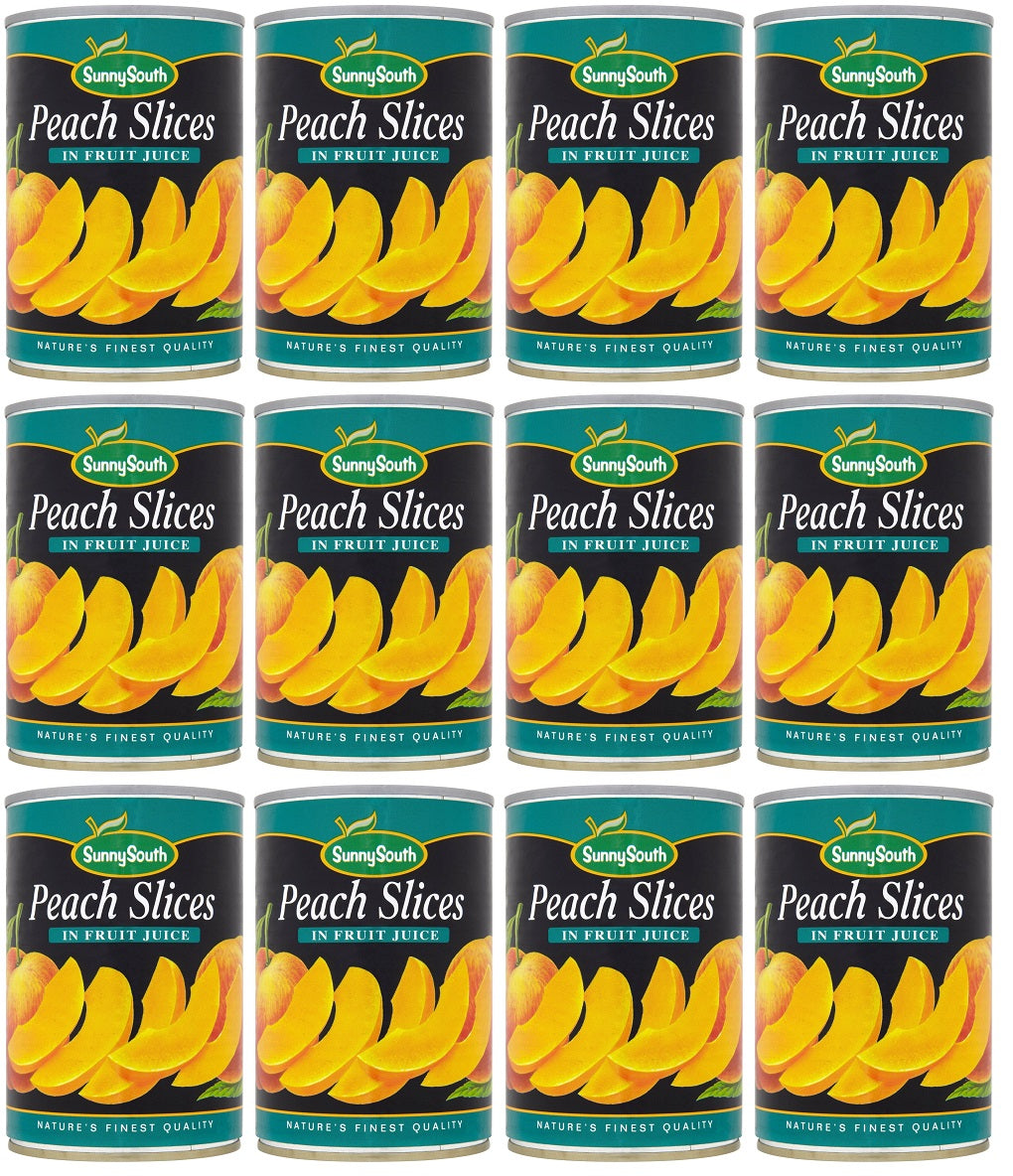 12 x Sunny South Peach Slices In Fruit Juice  411G