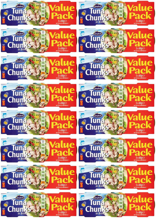 16 x Sunny South Tuna Chunks In Brine 3 X 80G