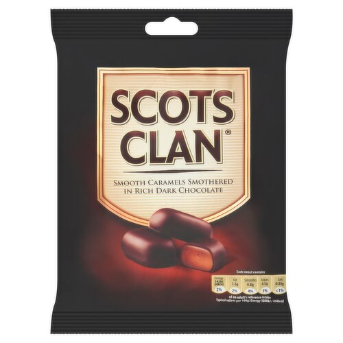 18 x Scots Clan Smooth Caramels Smothered In Rich Dark Chocolate 135G